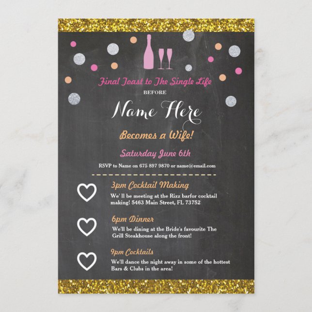 Programme Fête des mariées Itinéraire Champagne Bachelorette (Devant)