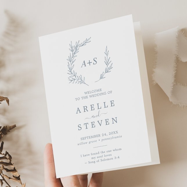 Programme Feuille minimale | Mariage plié bleu foncé (Créateur téléchargé)