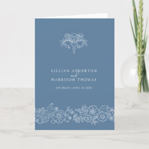 Programme Fleur de lis blanc gris bleu monogramme mariage