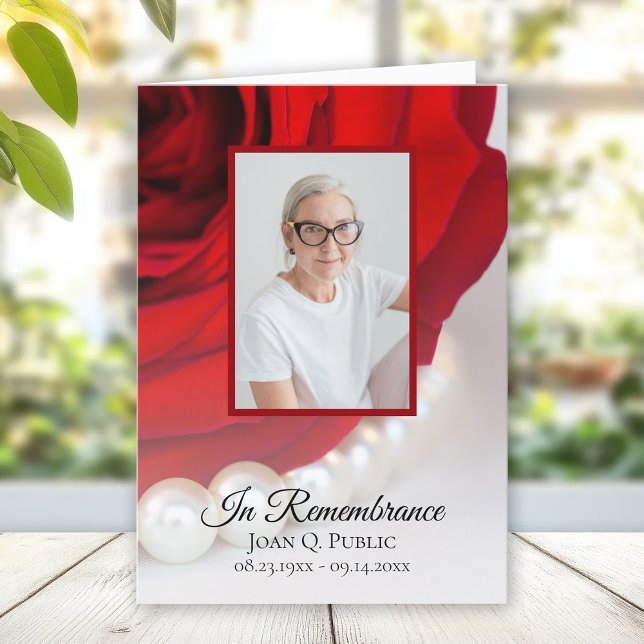 Programme Fleur rouge et perles funéraires service plié (Créateur téléchargé)