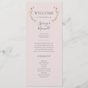 Programme Fleur sauvage de printemps   Blush Wedding Program