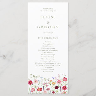 Programme Fleur sauvage Rustique Pays Floral Jardin Mariage