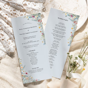 Programme Fleur sauvage simple Fern Dusty Blue Mariage plat