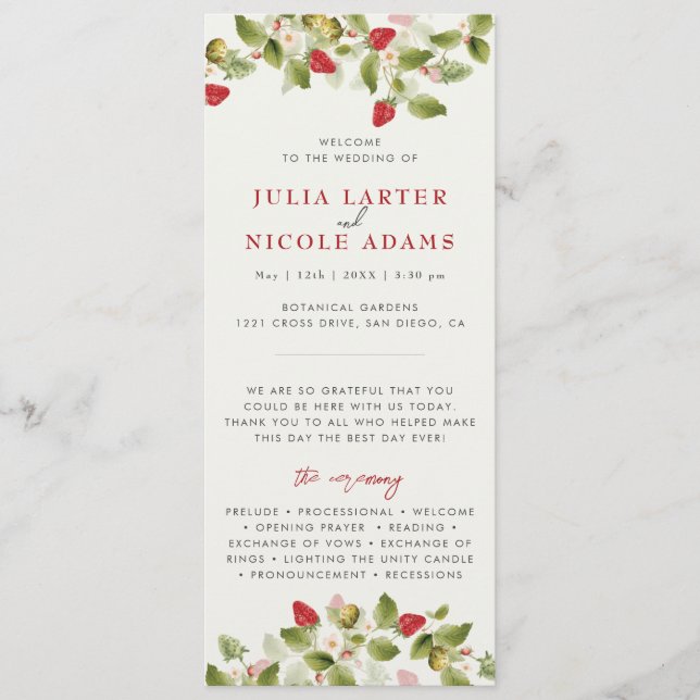 Programme Fleurs de fraises rouges sucrées Mariage (Devant)