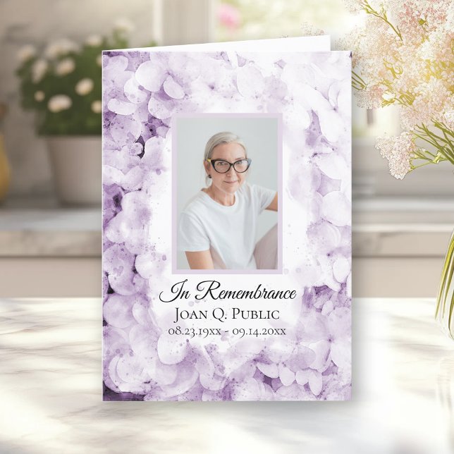 Programme Fleurs d'Hydrangée violette Service funéraire plié (Créateur téléchargé)
