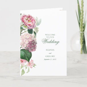 Programme Fleurs roses romantiques Mariage Ordre de service