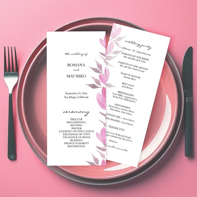 Programme Fleurs roses rustiques Aquarelle peinte à la main (Créateur téléchargé)