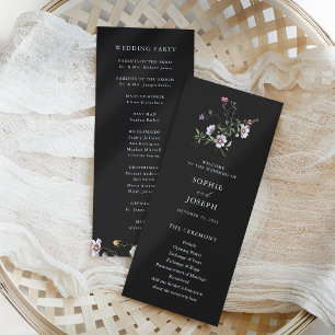 Programme Fleurs sauvages botaniques foncés   Mariage élégan