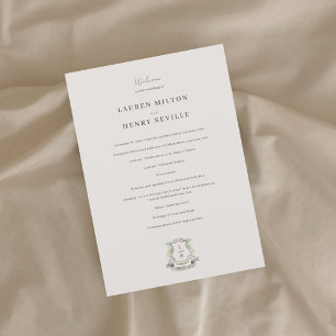 Programme Floral Crest Aquarelle Monogramme Mariage