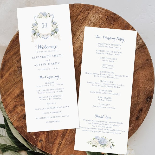 Programme Floral Elegant Blue Hydrangea Crest Mariage (Créateur téléchargé)
