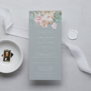 Programme Flores d'aquarelle rustique sur Mariage vert Sage