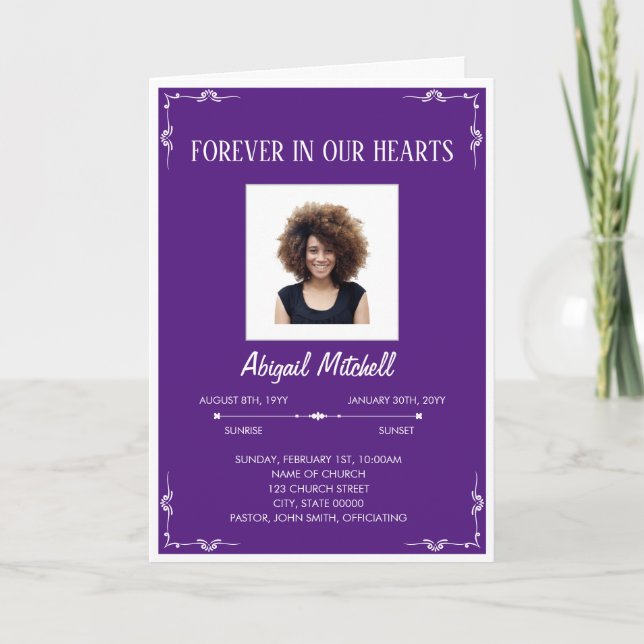 Programme Forever In Our Hearts Funeral Program | FP00013 (Devant)