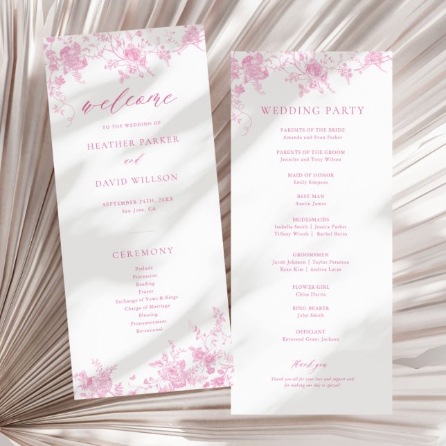 Programme Français Toile Classic Rose Floral Mariage (Créateur téléchargé)
