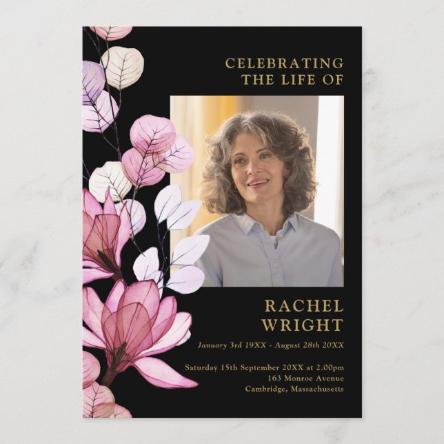 Programme Funérailles Florales Roses Ordre de service (Devant)