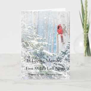 Programme funéraire Cardinal Oiseaux rouges Neige