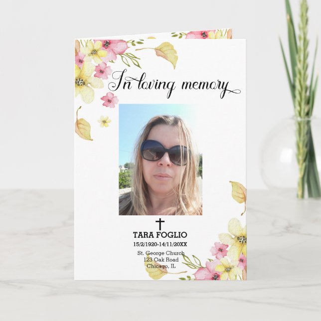 Programme funéraire floral (Devant)