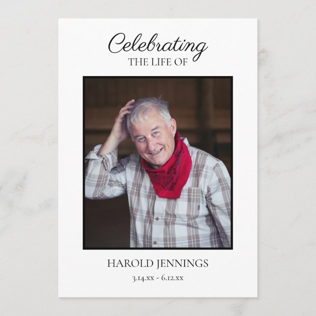 Programme funéraire simple Ordre de service (Devant)