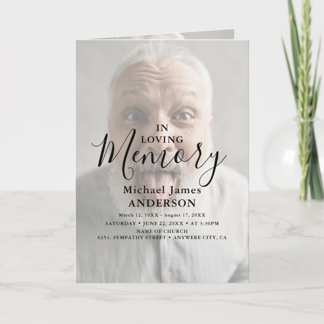 Programme funéraire sympathy Overlay Photo moderne (Devant)