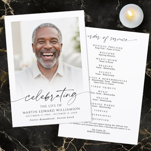 Programme Funeral Celebration of Life Order of Service Photo (Créateur téléchargé)
