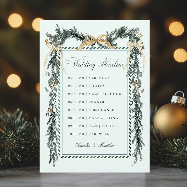 Programme Gold Bow & Greenery Garland Wedding Timeline Mint (Créateur téléchargé)