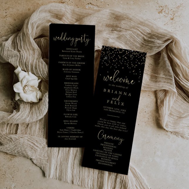 Programme Gold Confetti Calligraphie Mariage de script (Créateur téléchargé)
