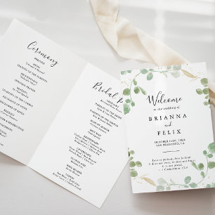 Programme Gold Confetti Eucalyptus Foliage Mariage plié