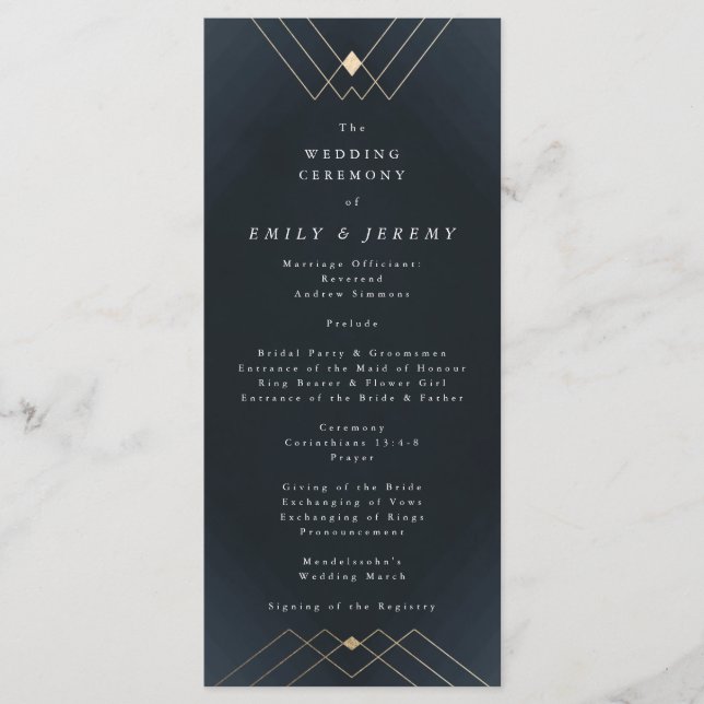 Programme Gold Diamond Marine Géométrique Déco Mariage Gatsb (Devant)