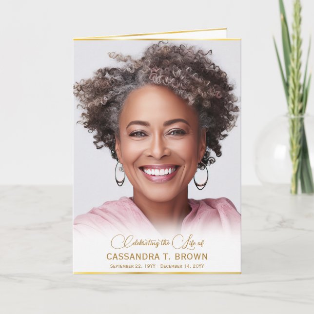 Programme Gold Rim Photo Funérailles Ordre de service plié (Devant)