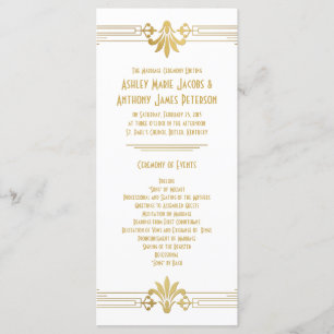 Programme Gold White Roaring 20s Art Déco Wedding Program