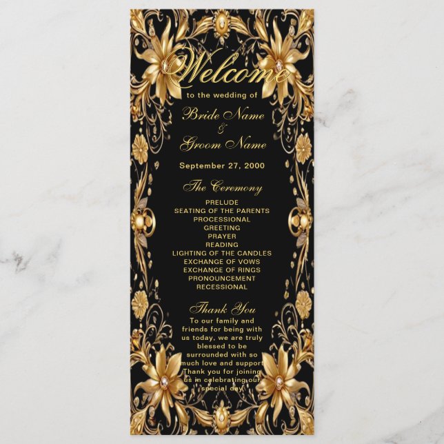 Programme Golden Floral Wedding Program (Devant)