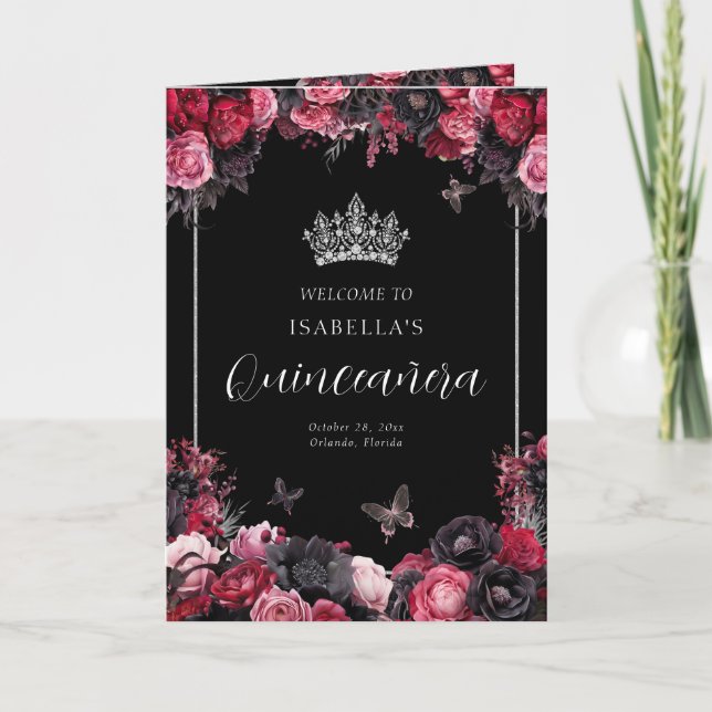Programme Goth Floral Quinceanera Princess Padrinos (Devant)