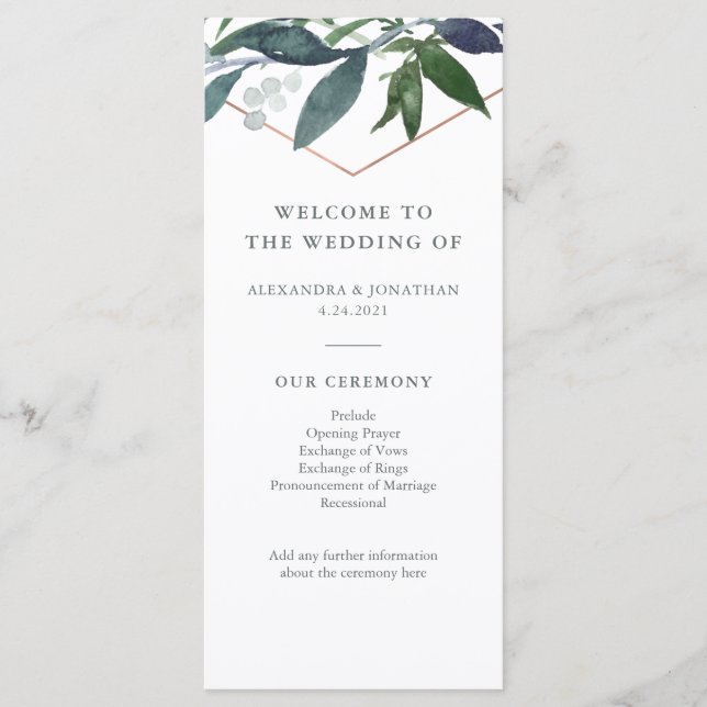 Programme Greenery Geo | Mariage Rose Gold (Devant)