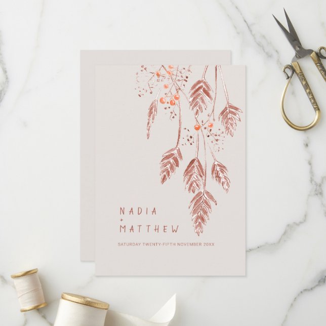 Programme Gris baies aquarelle brun orange mariage (Devant/Arrière en situation)