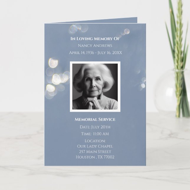 Programme Gris funérailles Memorial Obitologie plié Programm (Devant)