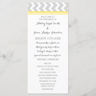 Programme gris jaune de mariage de Chevron