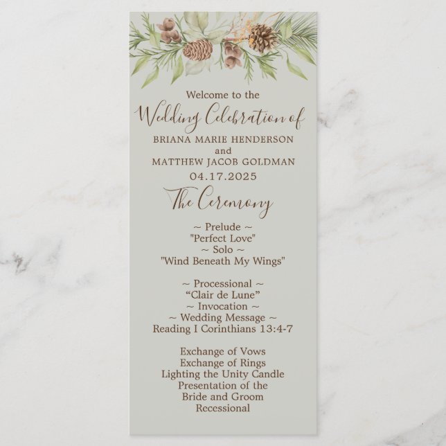 Programme Hiver Beige Elegant Mariage Script (Devant)