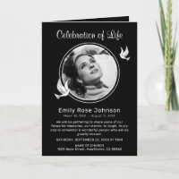 In Love Memory White Doves Photo Funeral Program