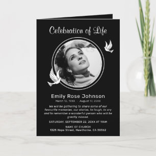 Programme In Love Memory White Doves Photo Funeral Program