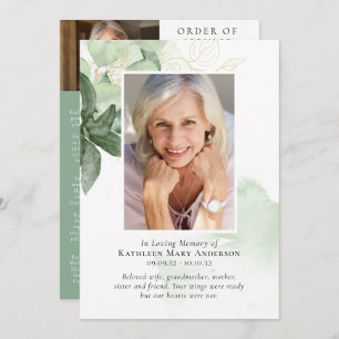 Programme In Loving Memory Greenery Photo Memorial Service