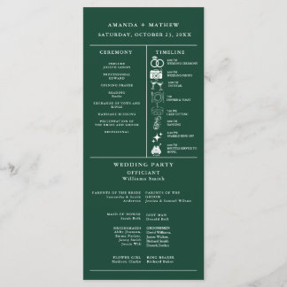Programme Infographique de Mariage Vert Émeraude