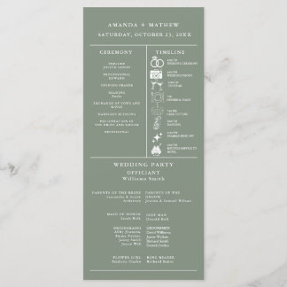Programme Infographique de Mariage Vert Sauge
