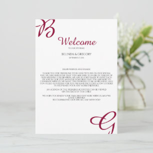 Programme Itinéraire de bienvenue du Mariage de automne des 