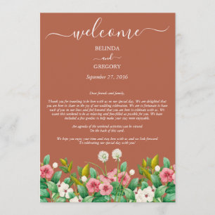 Programme Itinéraire du Mariage orange fleur sauvage Periwin