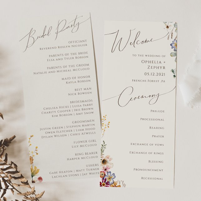 Programme Jardin Fleur sauvage coloré | Mariage beige (Créateur téléchargé)