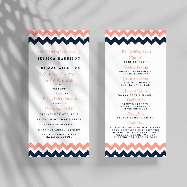 Programme La collection Mariage moderne Chevron - Rose & Nav (Créateur téléchargé)