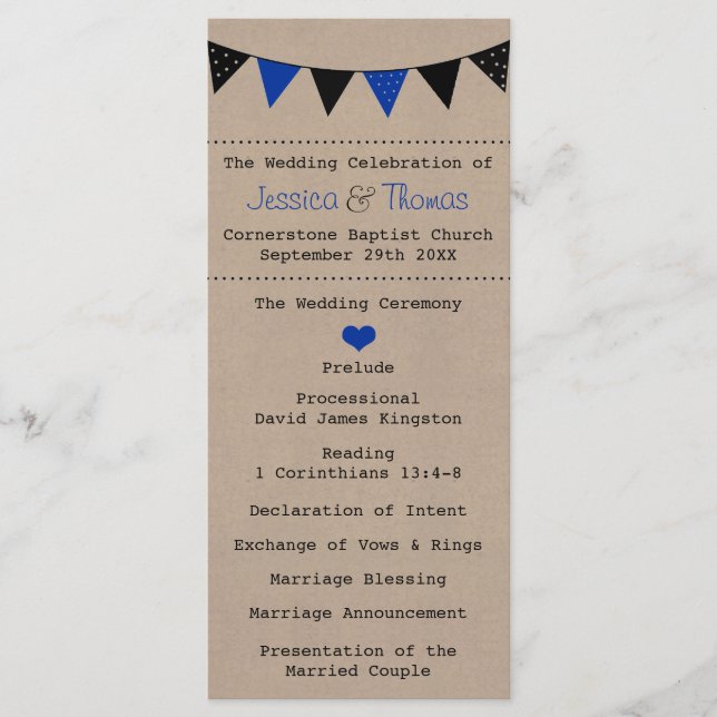 Programme La collection moderne de Mariages de Bunting Bleu (Devant)