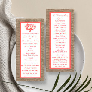 Programme Le Corail Sur Burlap Boho Beach Wedding Collection