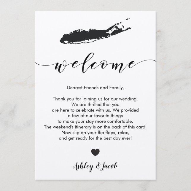 Programme Lettre de bienvenue du Mariage de Long Island & It (Devant)