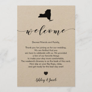 Programme Lettre de bienvenue du Mariage de New York et cart
