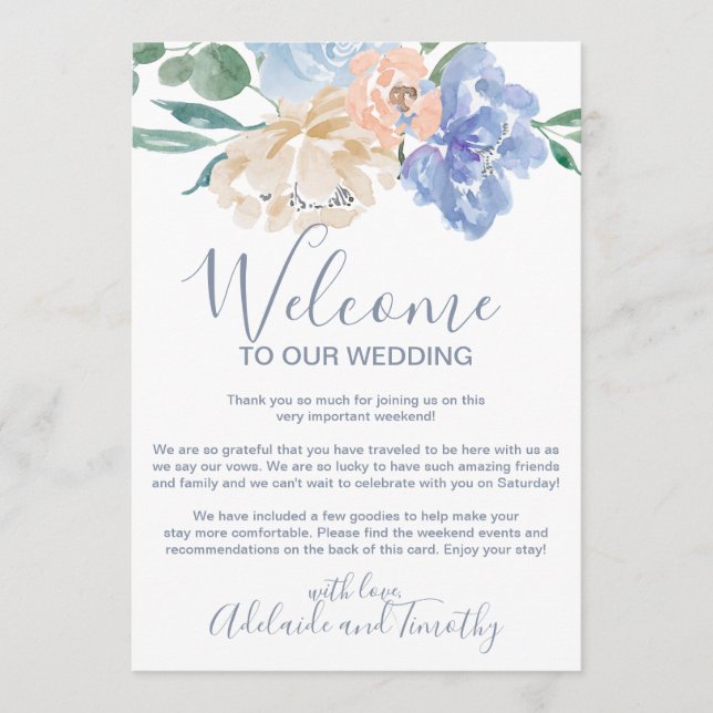 Programme Lettre de bienvenue et itinéraire aux fleurs bleut (Devant)